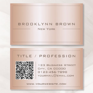 QR Code Stylish Rose Golden Colour Gradient Classy Business Card