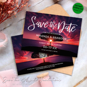 QR Code -  Summer Beach Save the Date Card