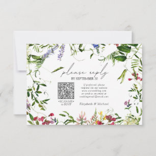 QR Code Summer Wildflower Watercolor Wedding RSVP