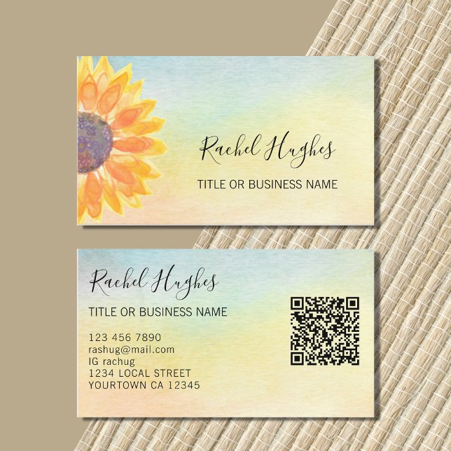 QR Code Sunflower  Business Card (Creator Uploaded)
