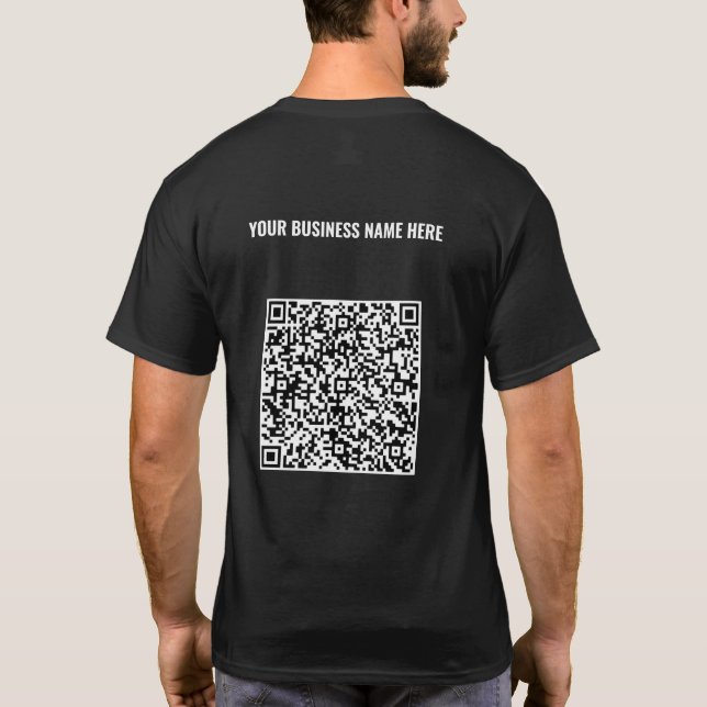QR Code T-Shirt with Custom Business Name Text (Back)
