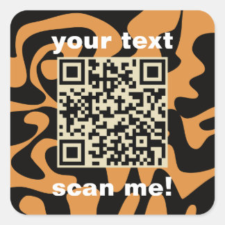 QR Code Tan Brown And Black Bright Modern Square Sticker