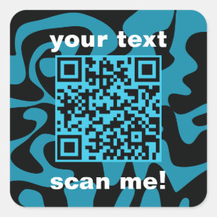 QR Code Teal And Black Bright Modern Website Square Sticker