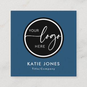 QR Code Teal Blue Custom Logo Connect with Us Square Business Card