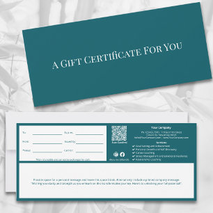 QR Code Teal Life Coach Note Gift Certificate