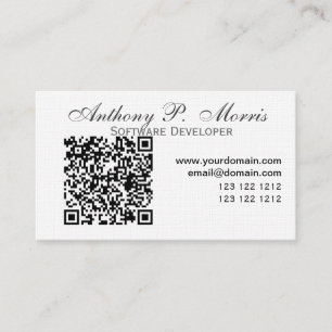 QR Code TECH Appeal Minimal Simple White Business Card