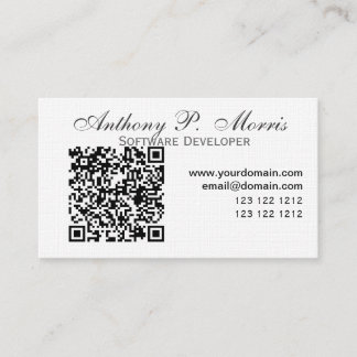 QR Code TECH Appeal Minimal Simple White Business Card