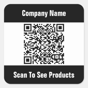 QR Code Template Black and White Business Square Sticker