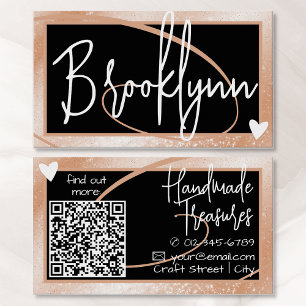 QR Code Template Stylish Peach Orange Frame Heart  Business Card