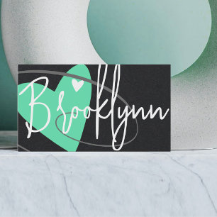 QR Code Template Teal Made Love Heart Crafters Business Card