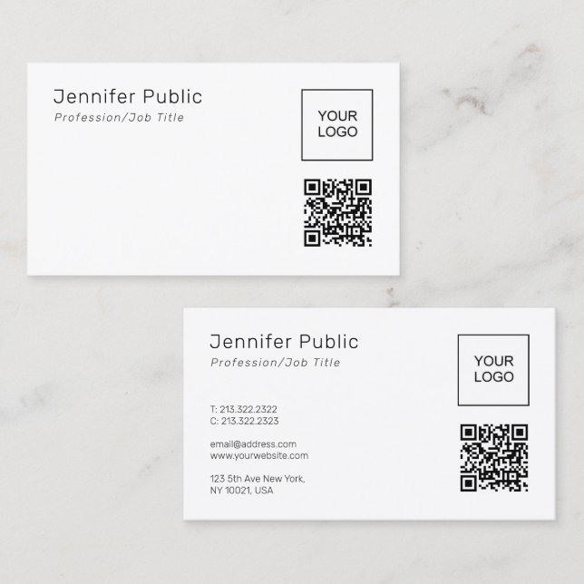 QR Code Template Upload Your Own Company Logo Business Card (Front/Back)