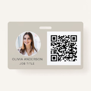 QR Code Terracotta Photo Business Card ID Badge