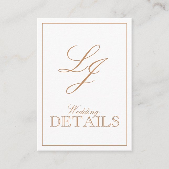 QR Code Terracotta Script Monogram Wedding Details Enclosure Card (Front)