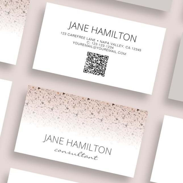 QR Code Terrazzo Retro Profile Business Card (Creator Uploaded)