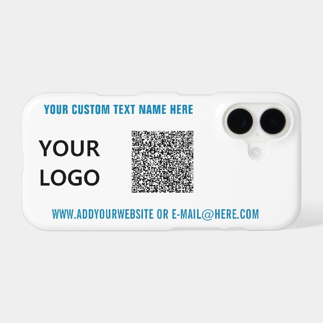 QR Code Text and Logo iPhone Case - Choose Colours (Back (Horizontal))