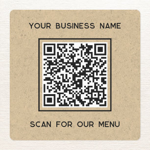 QR Code Text Business Scan for Menu Brown Paper