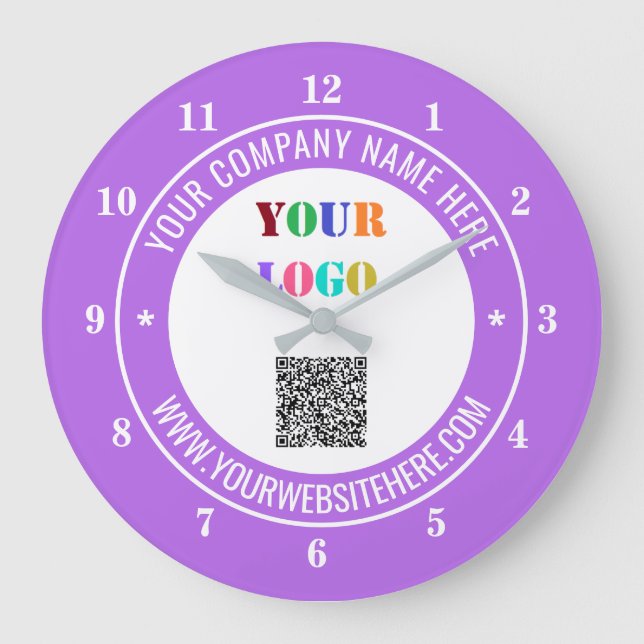 QR Code Text Logo and Colors Promotional Clock (Front)