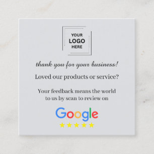 QR Code Thank You Customer Review Design Square Business Card