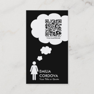 qr code thought bubble (female stick figure) business card
