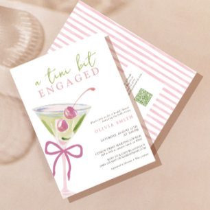 QR Code Tini Bit Engaged Martini Bridal Shower Invitation