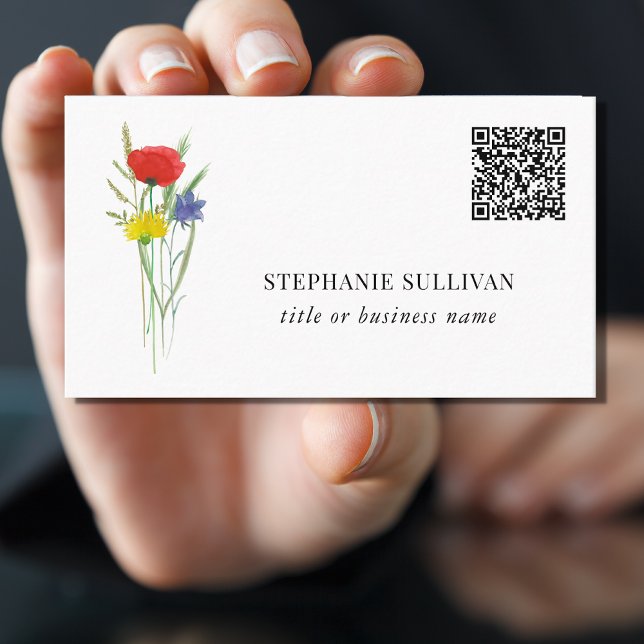 QR Code Title Business Name Wildflower  Business Card (Creator Uploaded)