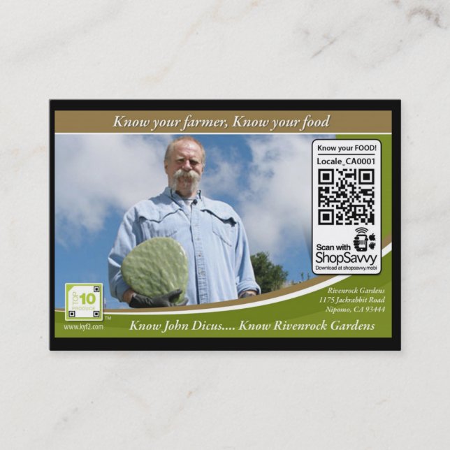 QR Code Traceable Shelftalker (Independent Farm) Business Card (Front)