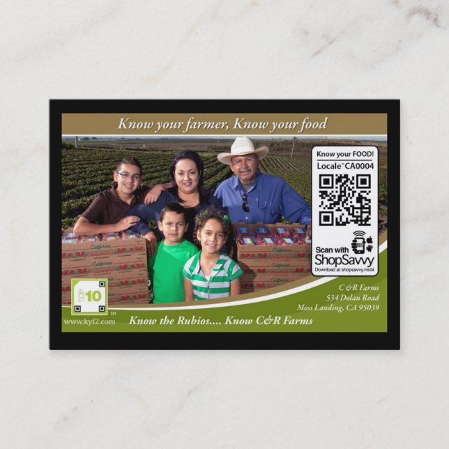 QR Code Traceable Shelftalker (Independent Farm) Business Card (Front)