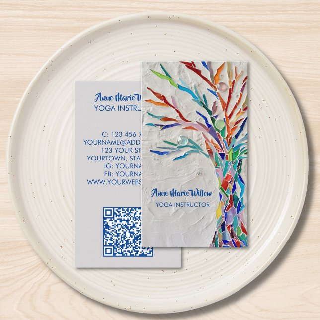 QR Code Tree Of Life Yoga instructor Business Card (Creator Uploaded)