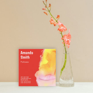 QR code trendy abstract watercolor cool  Square Business Card