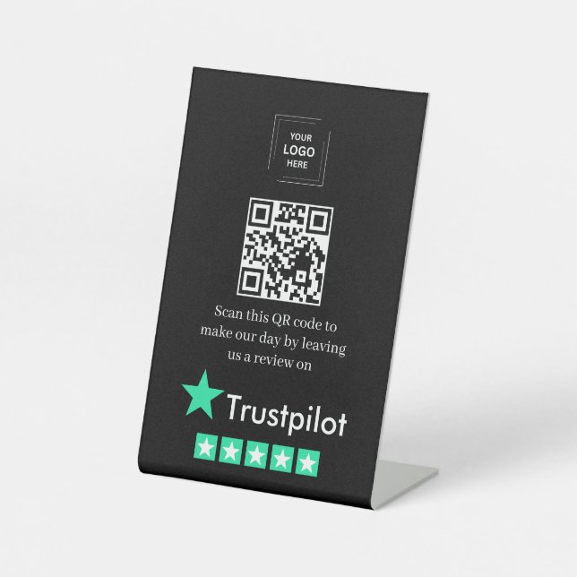 QR Code Trustpilot Review Link Tabletop Style Pedestal Sign (Front)