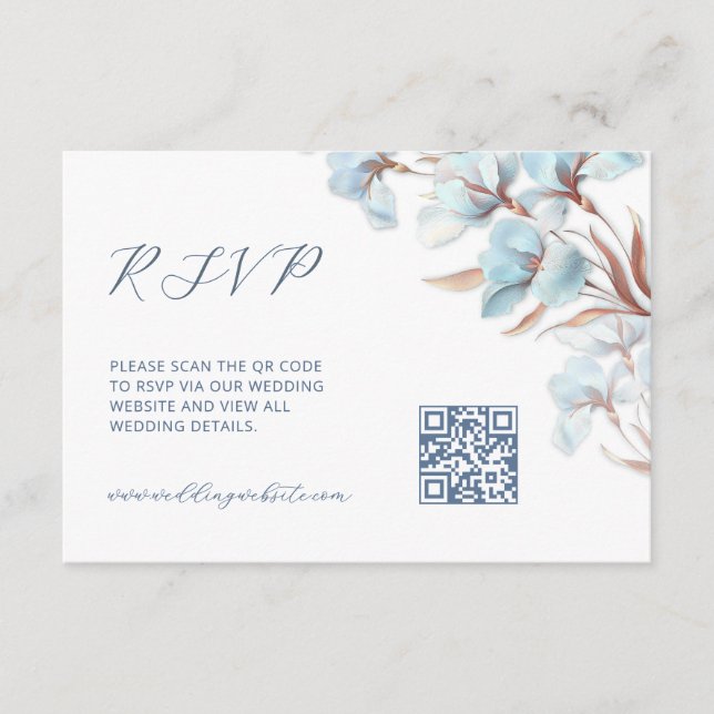 QR Code |  Turquoise Floral Enclosure Card (Front)