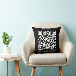 QR Code Upload   Black Minimalist Simple Scan Me Cushion
