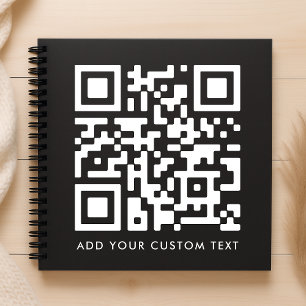 QR Code Upload   Black Minimalist Simple Scan Me Notebook