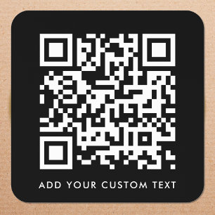 QR Code Upload   Black Minimalist Simple Scan Me Square Sticker