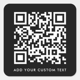 QR Code Upload   Black Minimalist Simple Scan Me Square Sticker