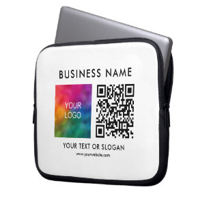 QR Code Upload Business Logo Here Stylish Template Laptop Sleeve