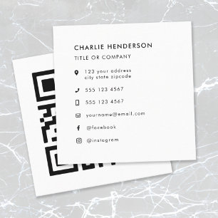 QR Code   Upload Modern Minimalist Simple White Square Business Card