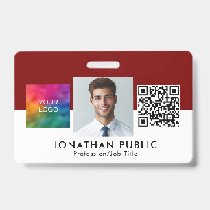 QR Code Upload Your Company Logo Employee Photo ID Badge