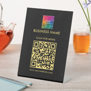 QR Code Upload Your Logo Here Scan For Menu Pedestal Sign