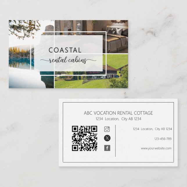 QR Code Vacation Rental Guest House Business Card (Front/Back)