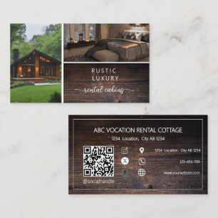 QR Code Vacation Rental Guest House Rustic Business Card