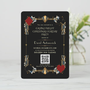 QR Code Vegas Casino Night Christmas Holiday Invitation