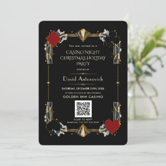 QR Code Vegas Casino Night Christmas Holiday Invitation