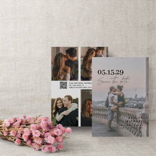 QR Code Vellum Overlay Modern Script 5 Photo Save The Date
