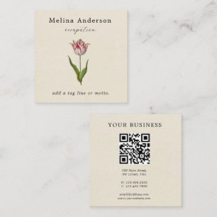QR Code Vintage Flower Square Business Card