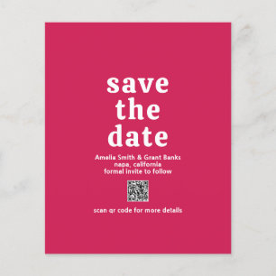 QR Code Viva Magenta Budget Wedding Save The Date Flyer