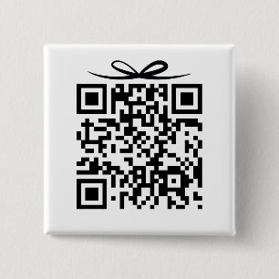 QR Code w/bow Gift Box for Bride & Groom Gifts 15 Cm Square Badge