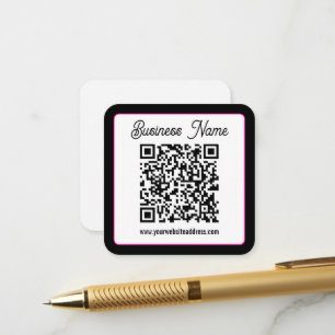 QR Code w/Script Cursive Handwriting Enclosure Card