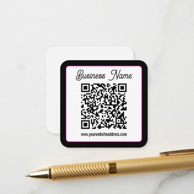 QR Code w/Script Cursive Handwriting Enclosure Card (Front/Back In Situ)