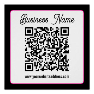 QR Code w/Script Cursive Handwriting Poster